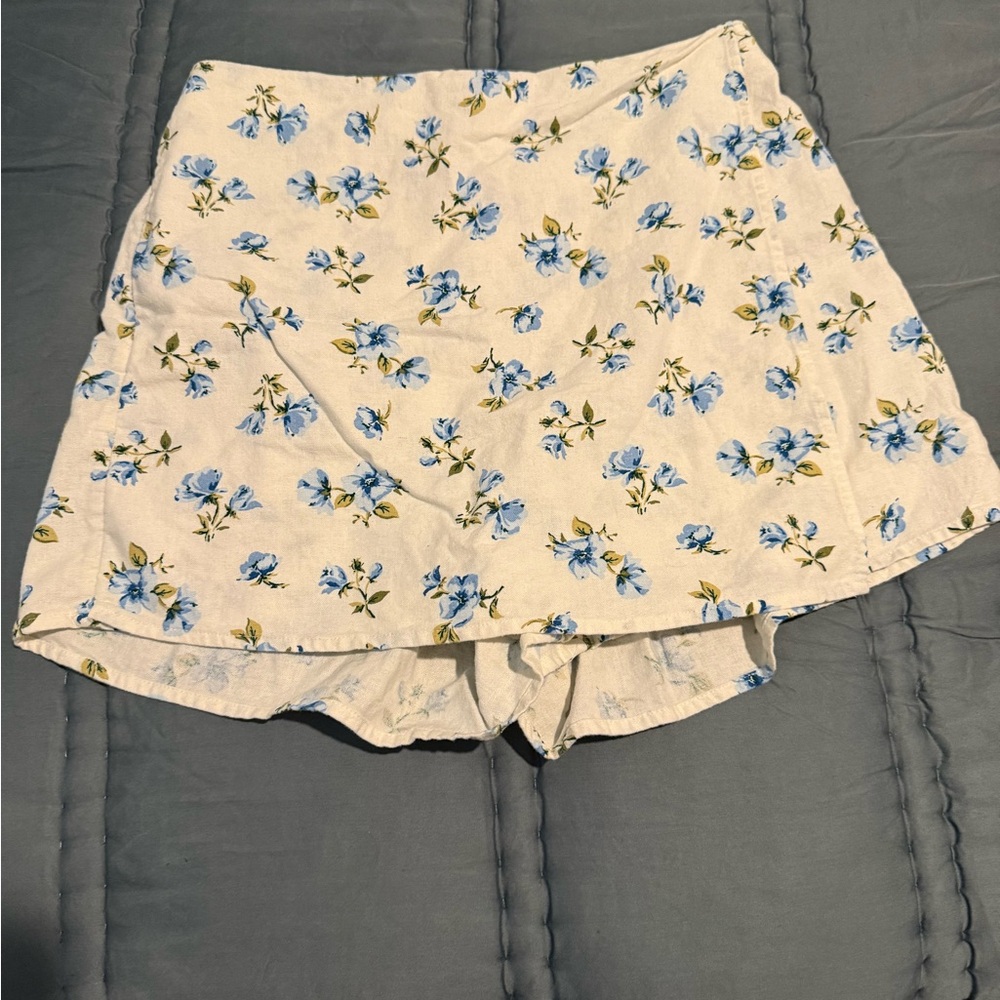 Floral Skort with Blue and Green Accents